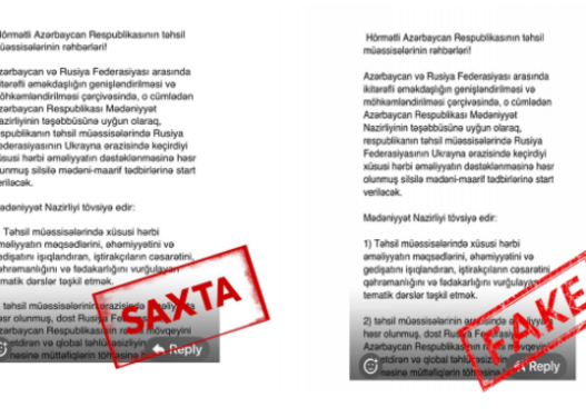 Mədəniyyət Nazirliyinin Rusiya ilə əməkdaşlığına dair saxta sənəd yayılıb