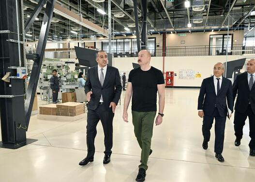 İlham Əliyev Ağdam Sənaye Parkında tütün məmulatlarının istehsalı müəssisəsinin açılışında iştirak edib