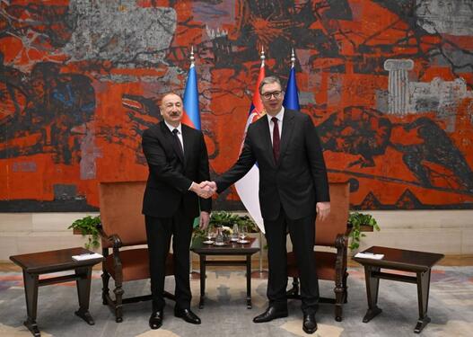 Belqradda Prezident İlham Əliyevin Aleksandar Vuçiç ilə təkbətək görüşü keçirilib