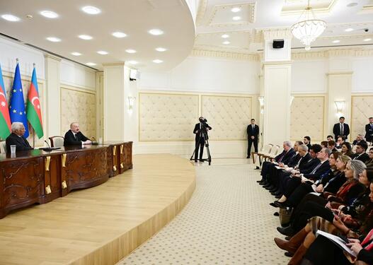 İlham Əliyev və Avropa İttifaqı Şurasının Prezidenti mətbuata bəyanatlarla çıxış ediblər