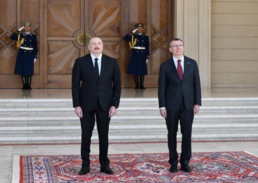 Latviya Prezidentinin rəsmi qarşılanma mərasimi olub