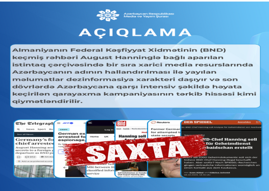 Media və Yayım Şurası: Almaniya kəşfiyyatının keçmiş rəhbəri ilə bağlı Azərbaycanın adının hallandırılması dezinformasiyadır